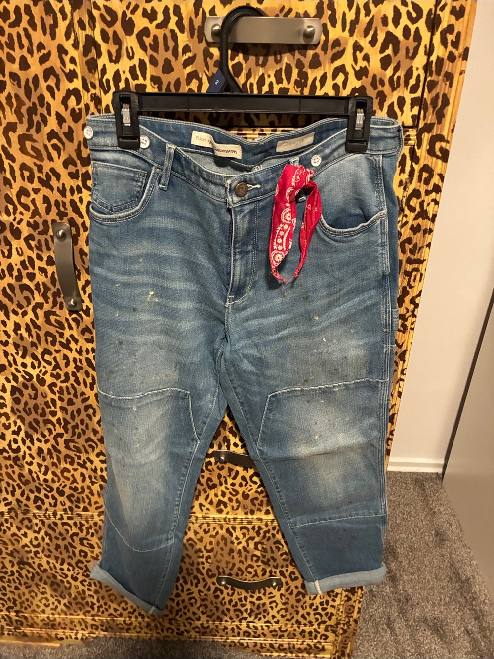Pilcro Slim Women’s Blue Denim Jeans with Red Bandana Accent